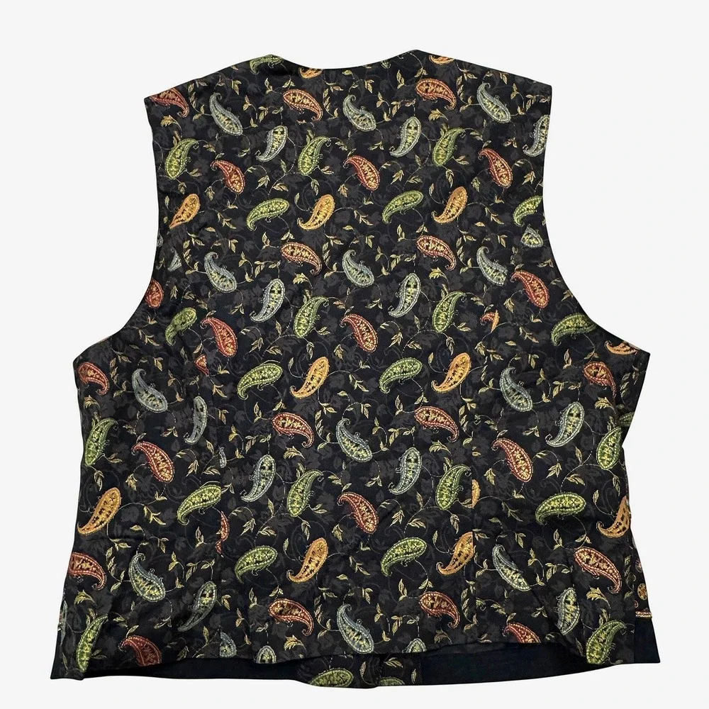 Vintage Howard Wolf Paisley Vest Women's Size 12 Black Gold Red Green‎ Blue Boho